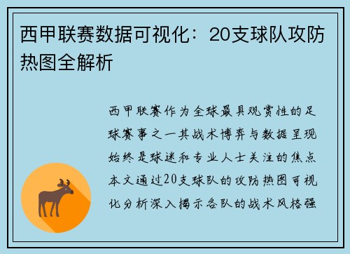 西甲联赛数据可视化：20支球队攻防热图全解析